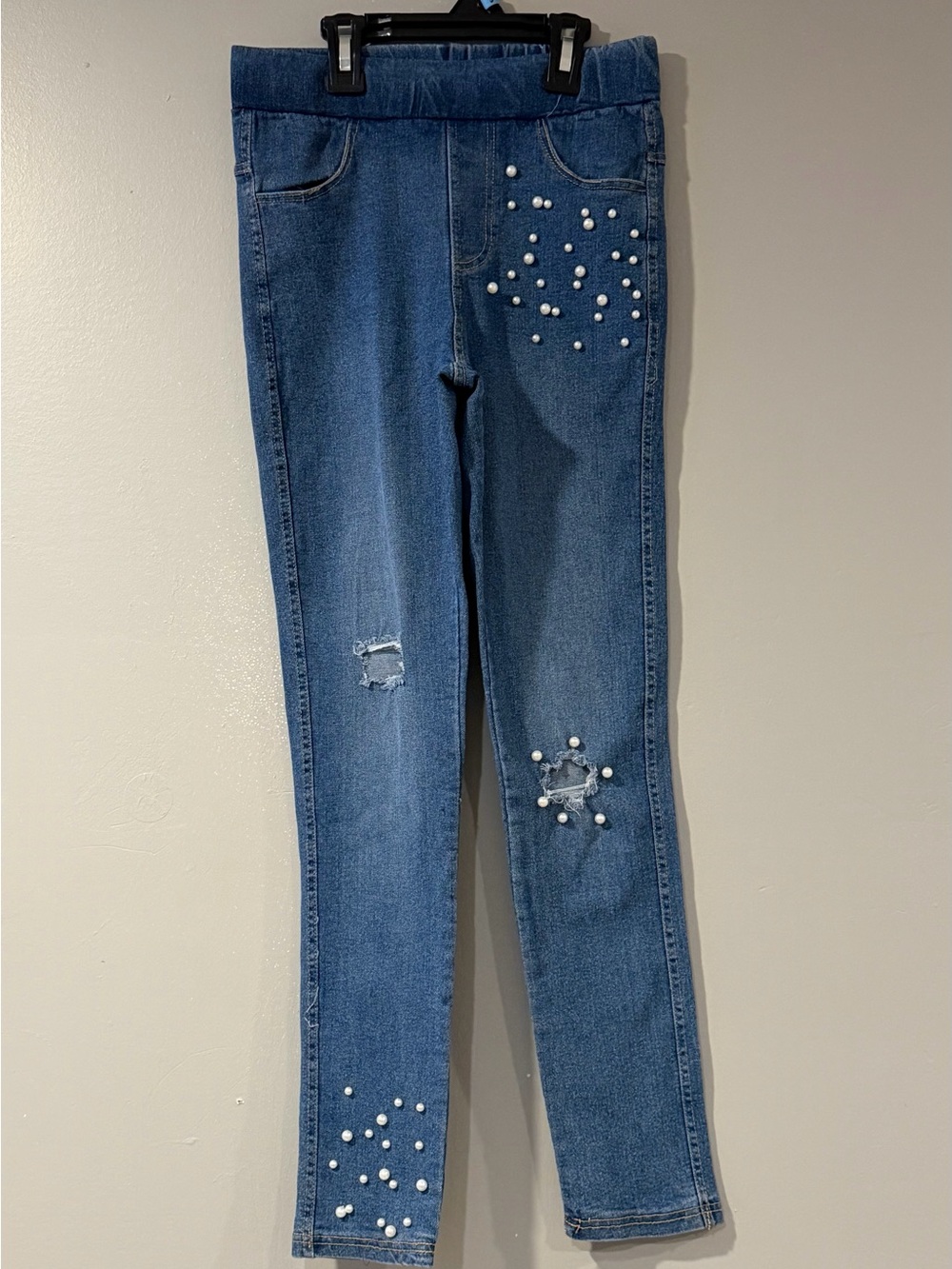Janie and Jack Medium Blue Pearl-Embellished Girls' Jeggings